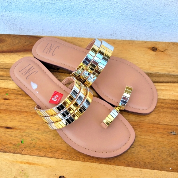 INC Jaylee Womens Embellished Toe Ring Slip-On Flat Sandals Size 6.5 - Picture 3 of 16